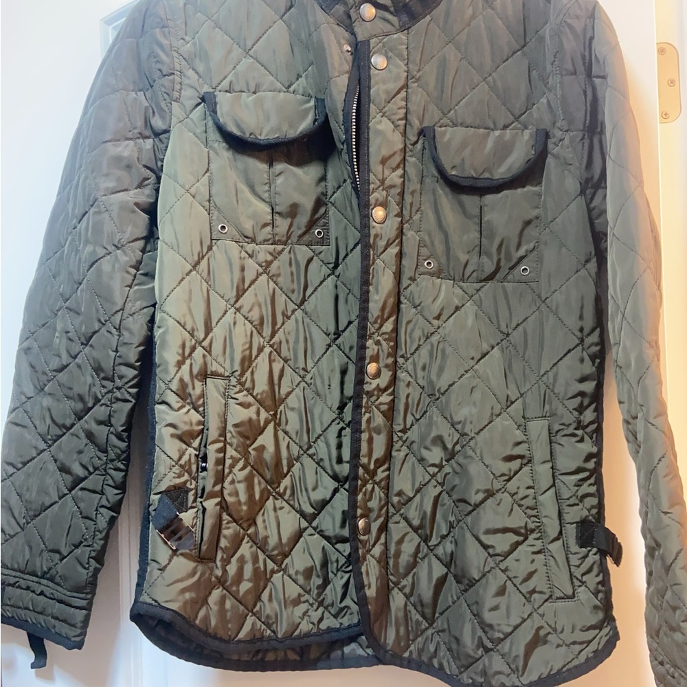 Zara Men's Quilted Jacket - Dark Olive